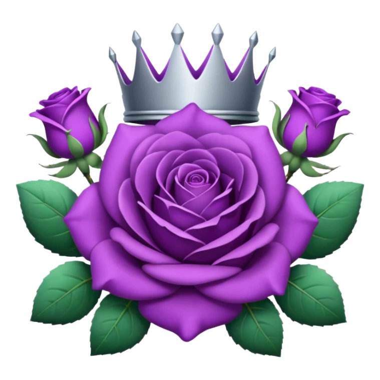 Purple rose with silver crown and a purple emblem leaf wreath sticker