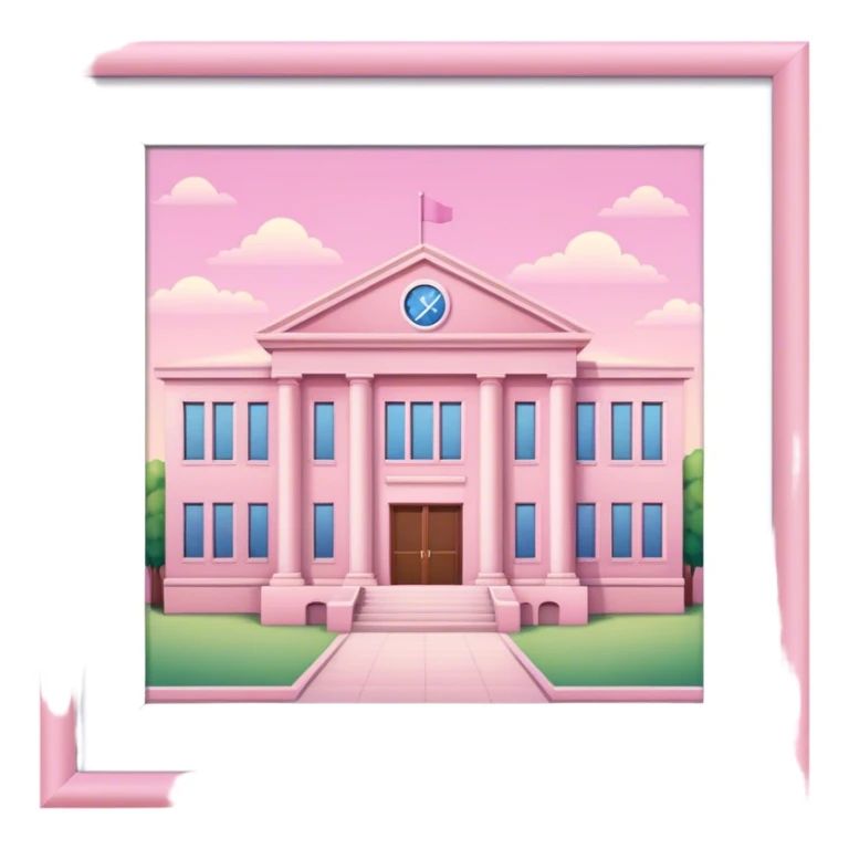 Escuela en tonalidades rosado bajito sticker