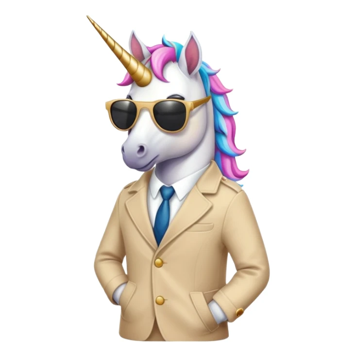 Unicorn wear coatsuit and wear sunglasses  sticker