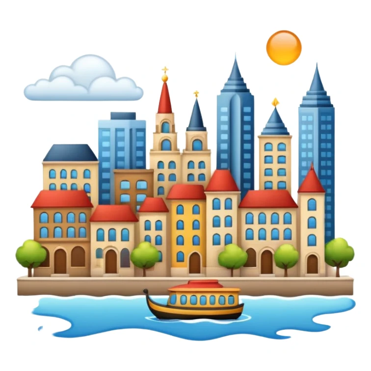 emoji symbolizing Hamtramck with multicultural motifs and cityscape in iOS Apple style sticker