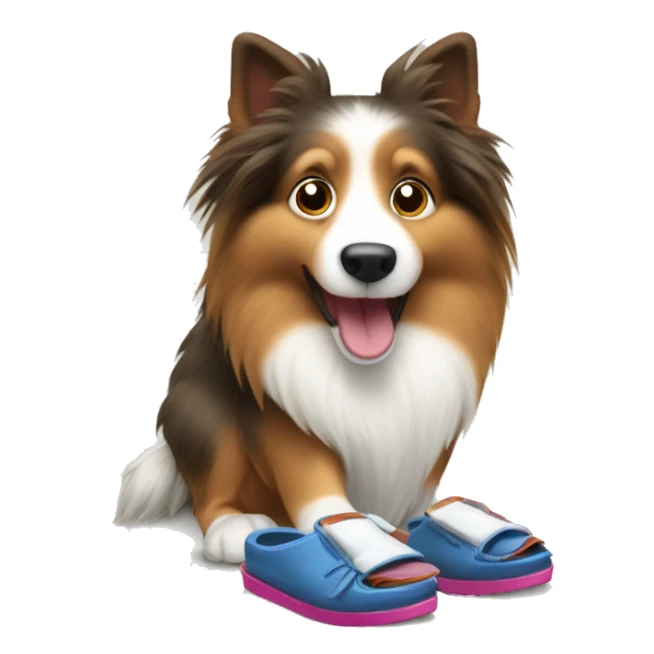 Shetland sheepdog stealing slippers sticker