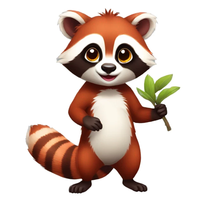 Cute red raccoon-panda-lemur-hybrid full body sticker