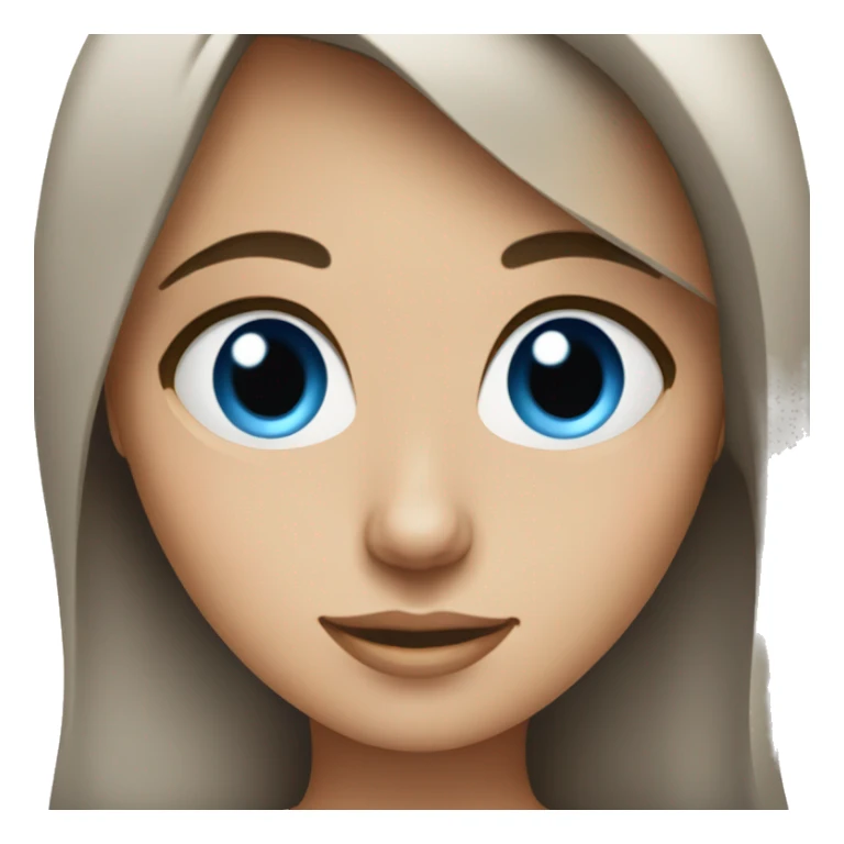 Brunette girl, blue eyes, works on a MacBook sticker