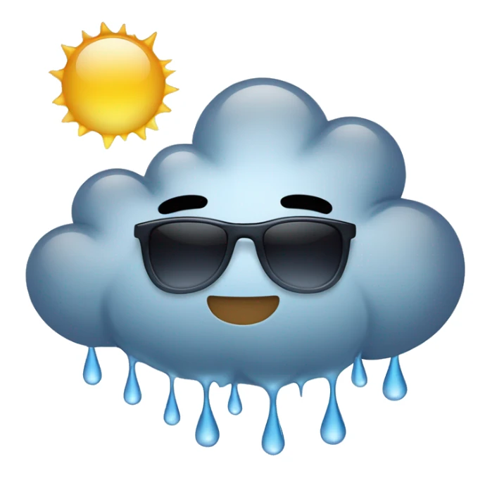 rainy cloud , rain droplets with sunglasses and smiling {big droplets but many} sticker