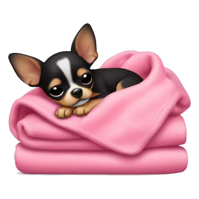 black & tan chihuahua puppy sleeping with a pink blanket  sticker