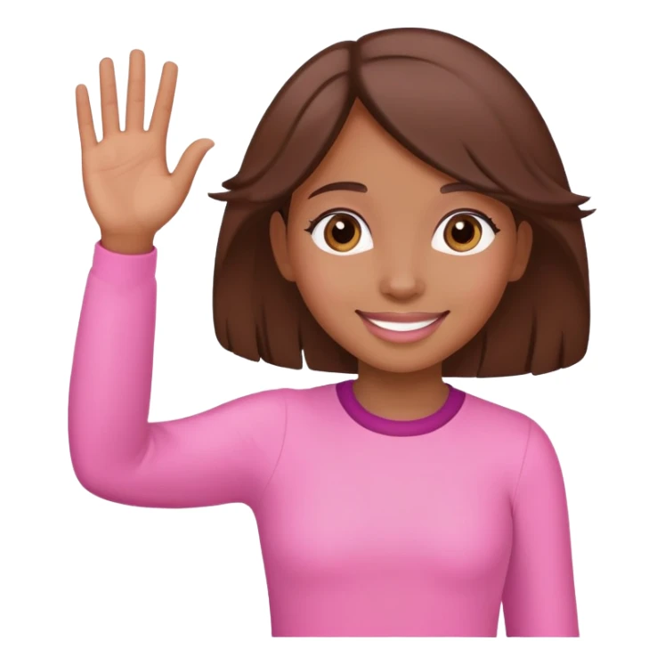 brown girl waving goodbye wearing pink sticker