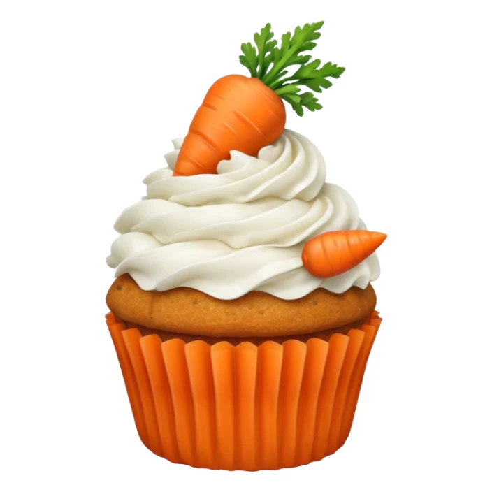 carrot cupcake with cream cheese frosting and a tiny carrot decoration sticker