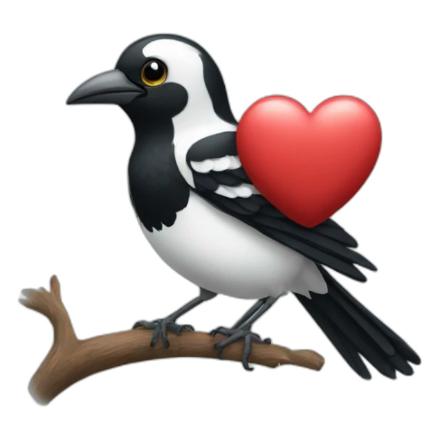 magpie holding heart emoji sticker
