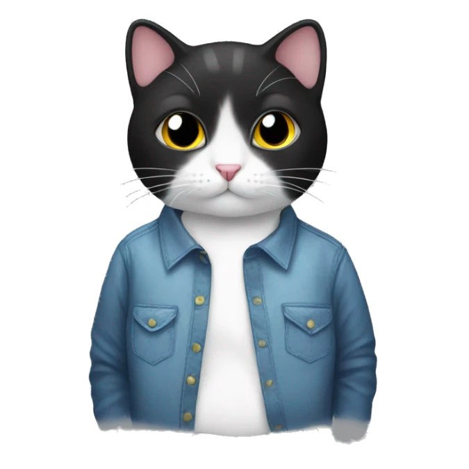 Black and white cat wearing a shirt that says best cat ever sticker