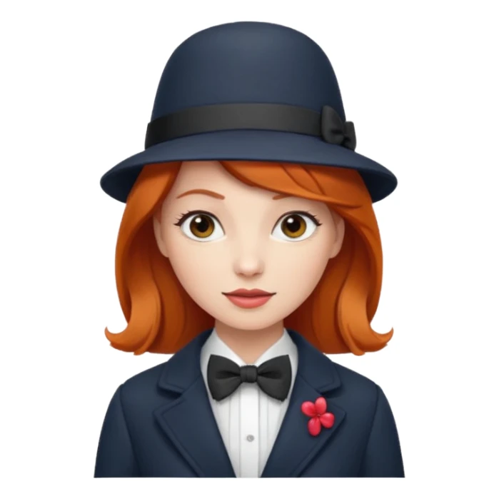 Bow Ties, Coats, and hat, lady, modern, red head. sticker