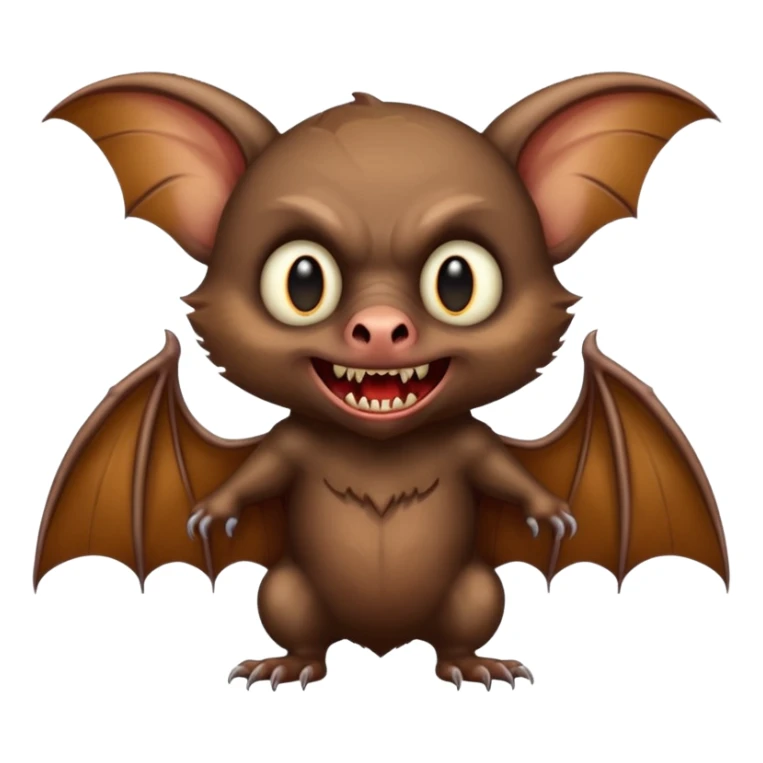 full body of vampire bat with fangs, front face  sticker