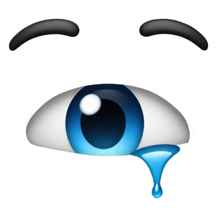 Blue tears streaming down persons face with a very upset look sticker