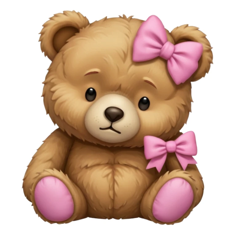 Sad Sleeping teddy bear wearing pink bow sticker