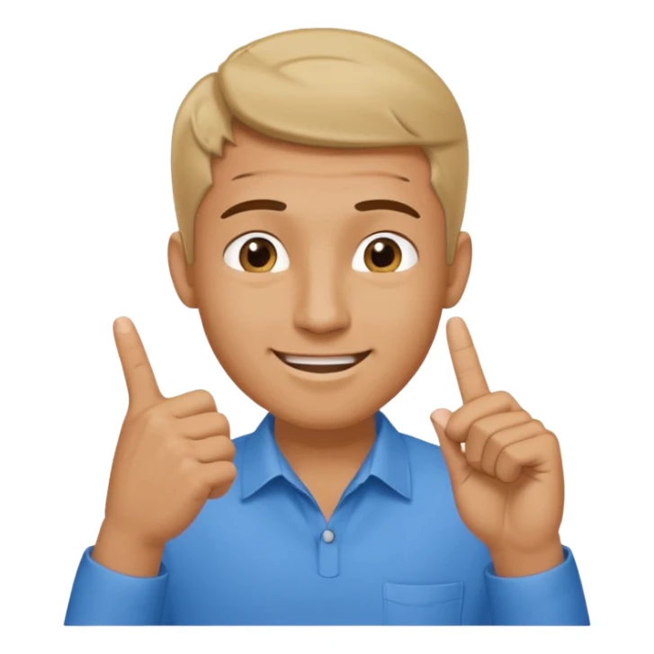 man pointing with index finger on his hand, who taps their temple with a finger and smiles knowingly. Expression: 'clever idea' sticker