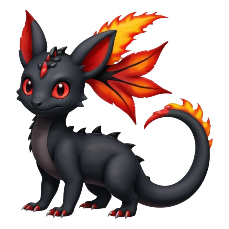 Shiny Cute Spooky Salandit-Umbreon-Charmeleon-Fakémon-hybrid-creature (full body)  sticker