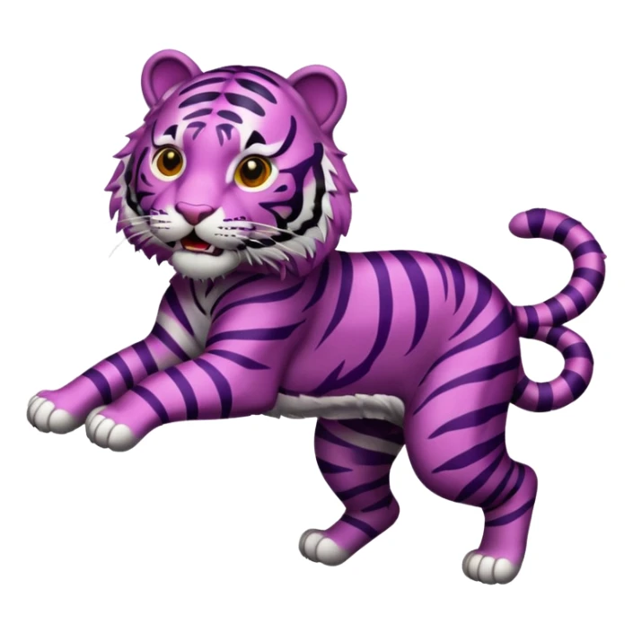 purple furred tiger with burgundy stripes jumping sticker