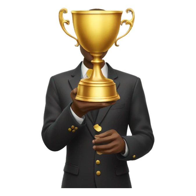 Man rising a golden cup in his hands sticker