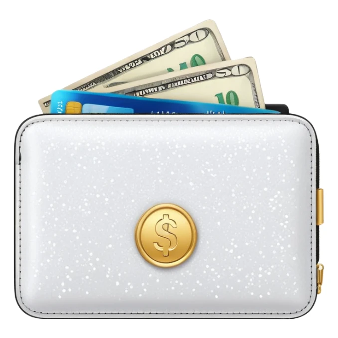 glitter white wallet with money and card sticker