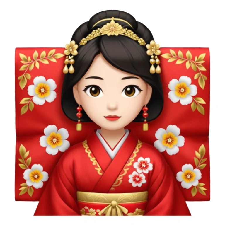 Japanese Princess with in red ceremonial robe kimono sticker