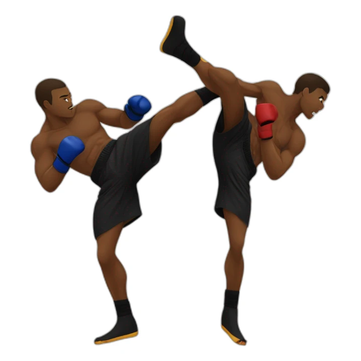 a black kickboxer throwing and landing a head kick on another fighter sticker