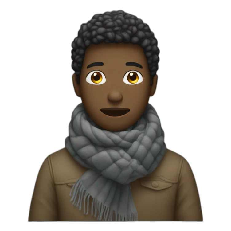 YOUNG BLACK MAN freezing on chair wearing a scarf sticker