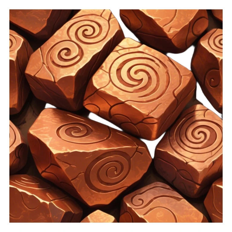 Cinematic Realistic Copper Ore, Warm and earthy, with rich, reddish-brown hues and intricate swirls of natural patterns across the rough, raw surface. The metal catches light with a gentle, glowing shimmer, exuding a rustic, organic charm. Soft glowing outline, capturing the essence of earthy elegance and natural beauty in raw copper ore. sticker