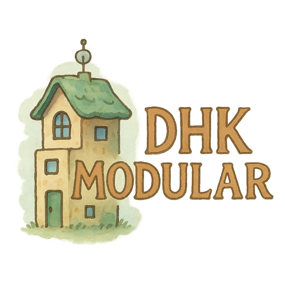 DHK Modular logo in Ghibli style, soft colors, whimsical touch sticker