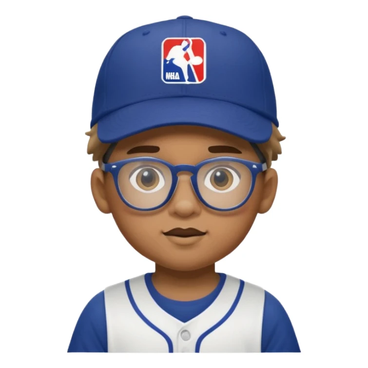 baseball hat and glasses child with nba jersey sticker
