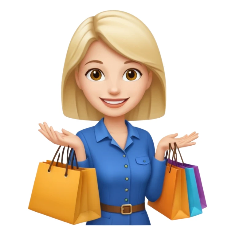 preciso de um amoji de vendedora com sacolas na mão sticker