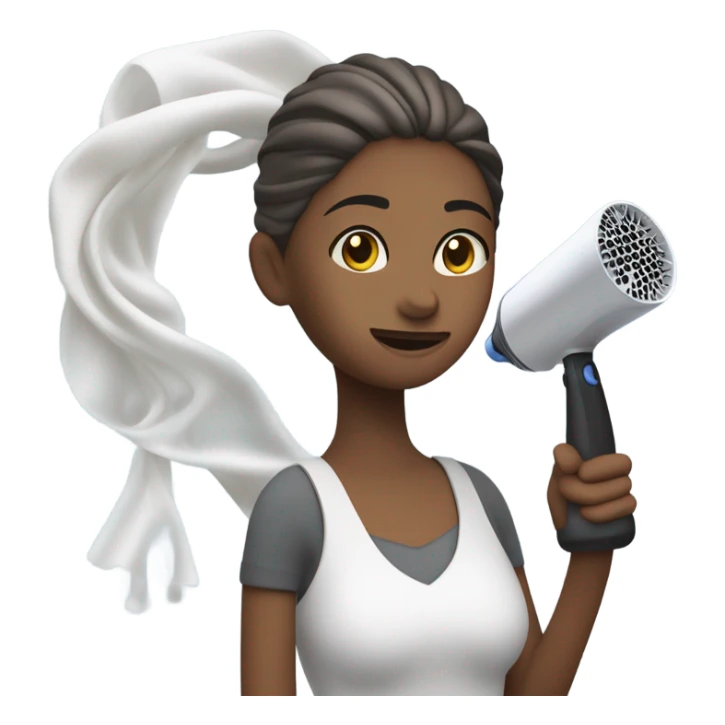 Girl is drying wet sail using the hair dryer sticker