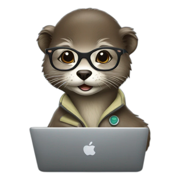 female vet otter with glasses use a macbook sticker