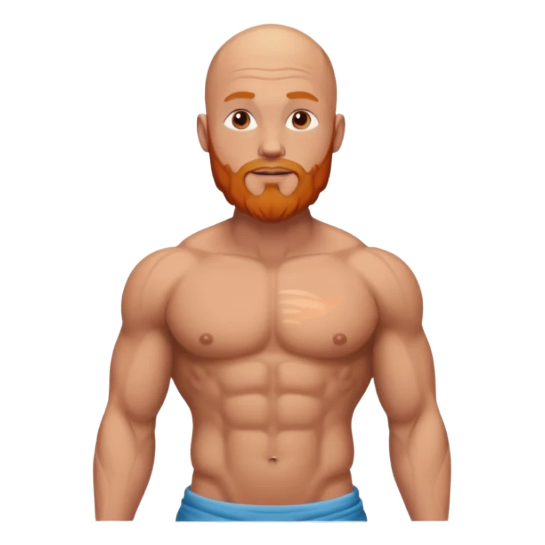 bald guy with a ginger beard and muscles with GODBODY tattoo on stomach only  sticker