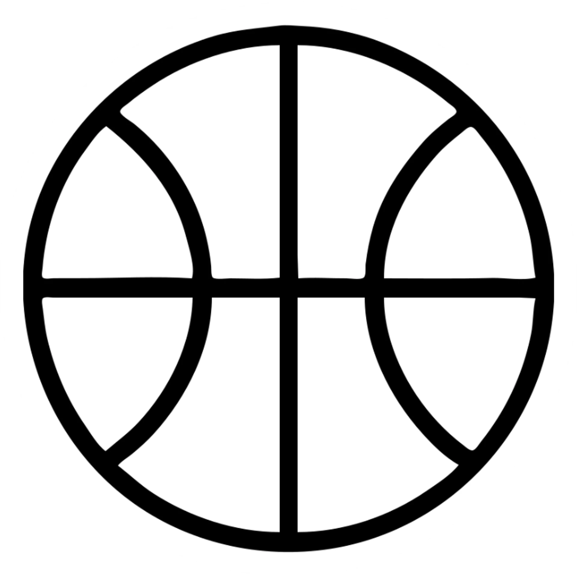 basketball icon, outlined, no fill, clean and geometric sticker
