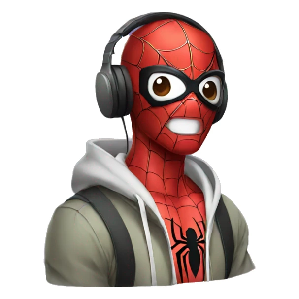 anime spiderman wearing headphones sticker