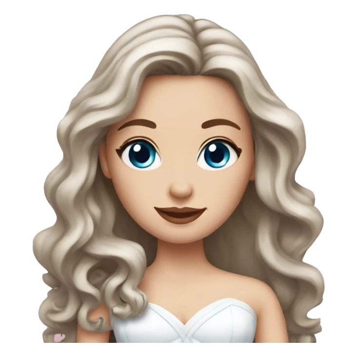 white bride with wavy long brown hair and blue eyes sticker