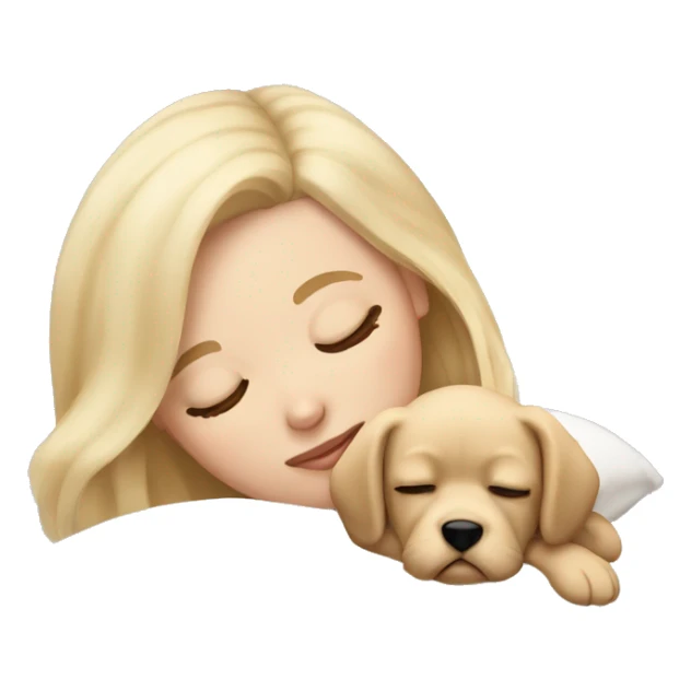 White girl blonde hair sleeping with puppy sticker
