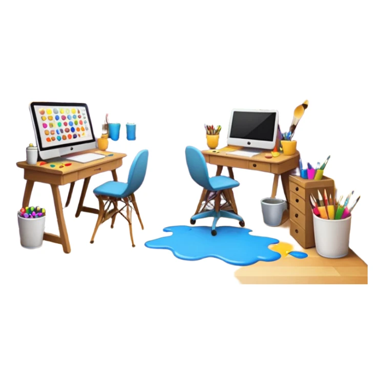 emoji room (cozy art studio) sticker
