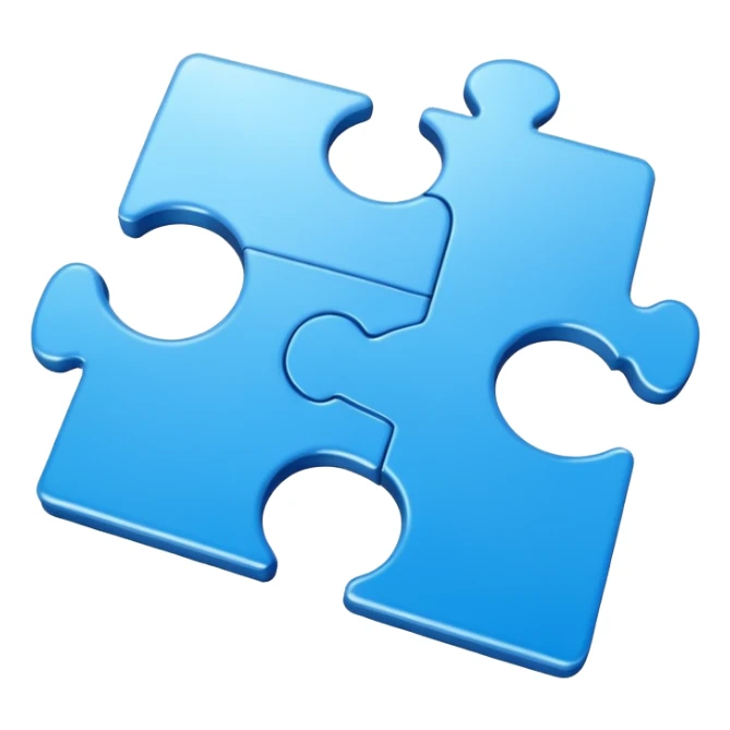 puzzle piece emoji in blue professional design for business presentation, clean edges, modern corporate aesthetic sticker