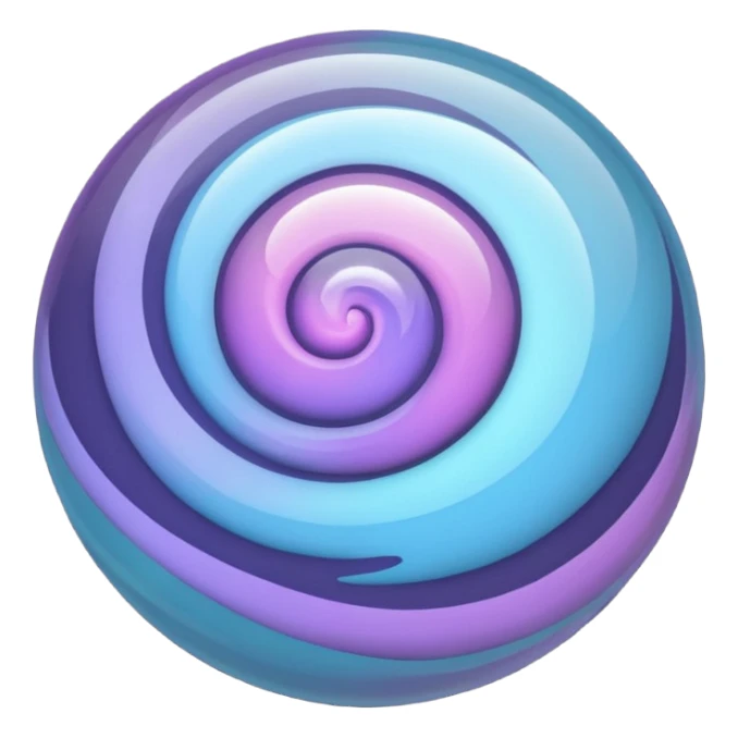 Create a glass orb or sphere with swirling colors that convey a magical and special feeling. Use soft, muted purples and blues, avoiding bright or neon tones, to create a calm and harmonious look. Keep it visually ap
 sticker
