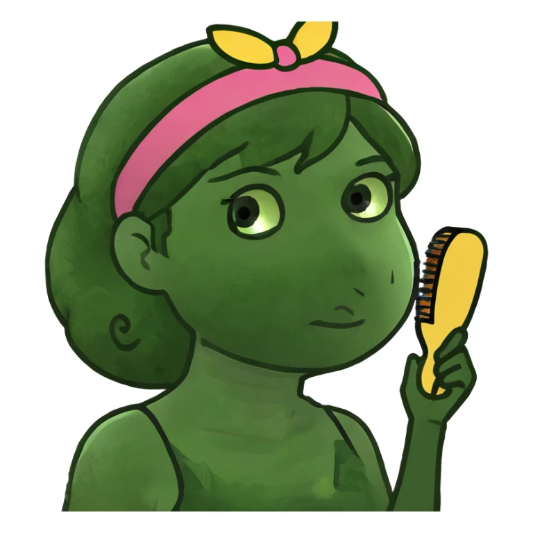 Girl doing hair sticker