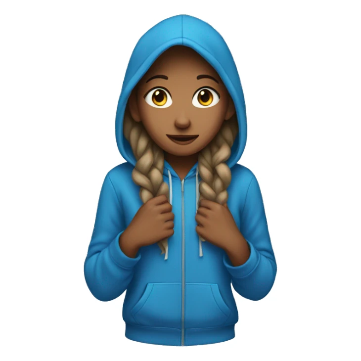 A girl wering a blue hoodie sticker
