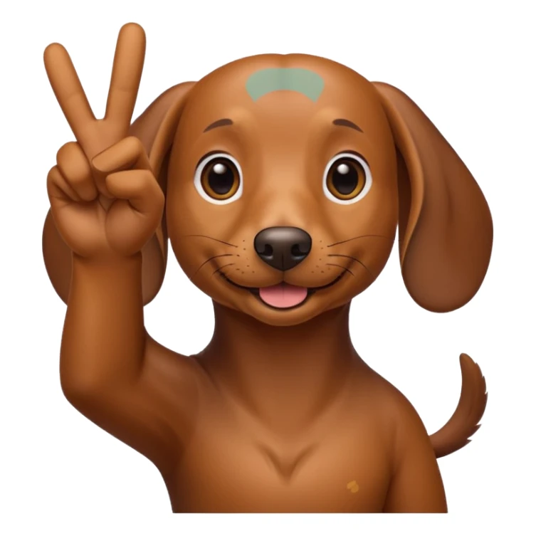 Create a dachshund showing a victory sign with his fingers sticker