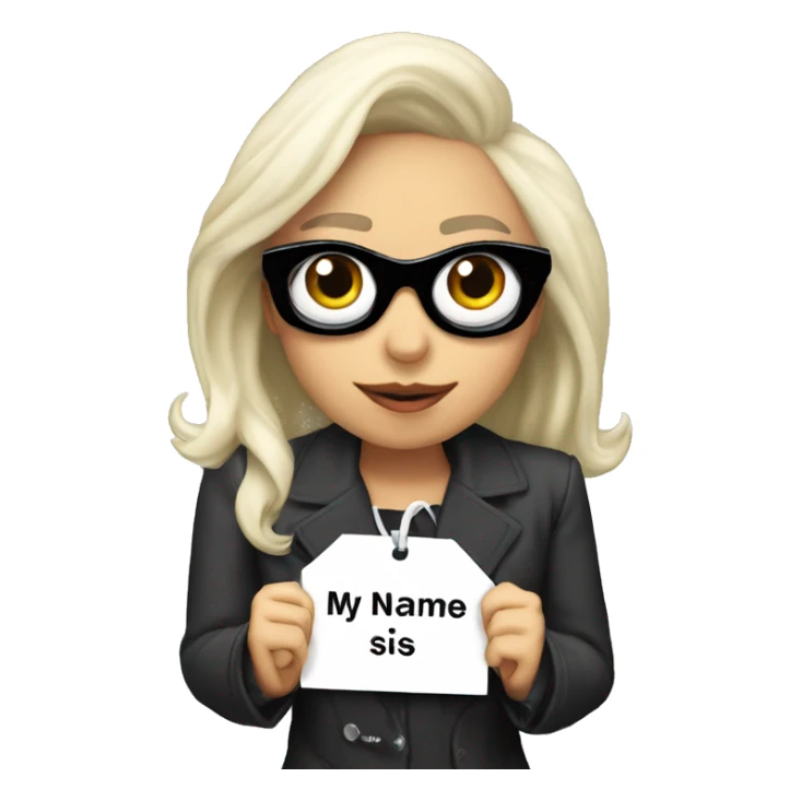 lady gaga with a name tag that says “my name is… MAX RIOS” sticker