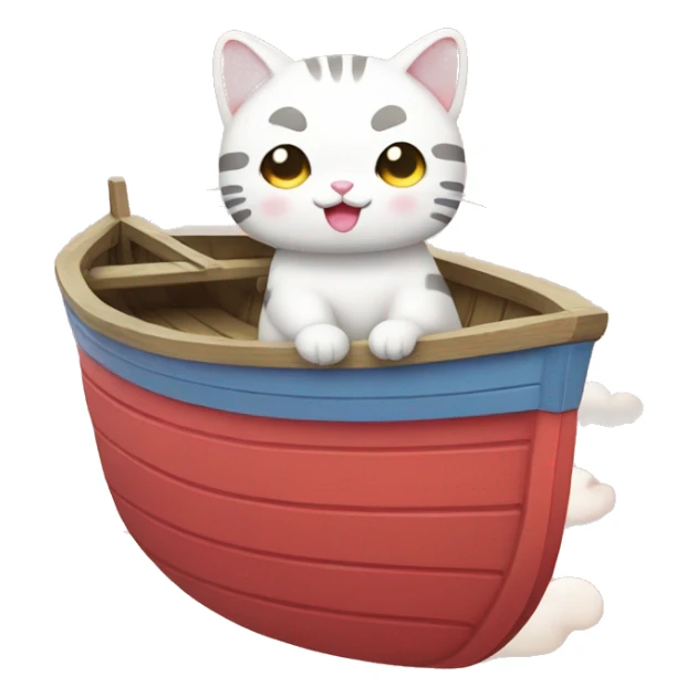 kawaii japan cat on boat sticker