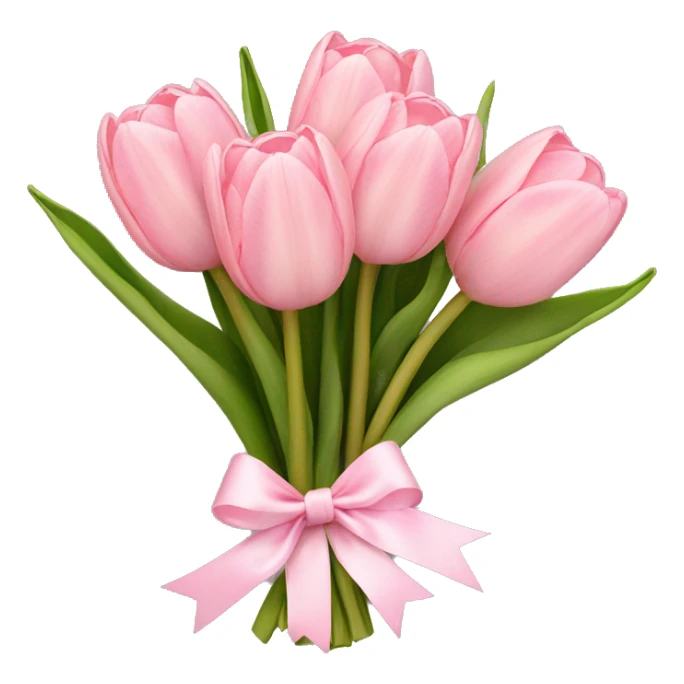 light pink tulip bouquet with light pink bow sticker
