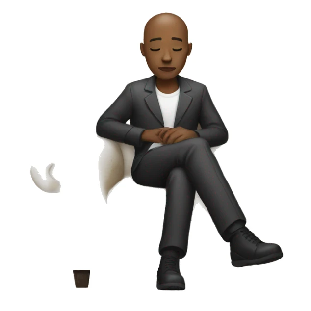 black man with bald head reclining in chair sticker