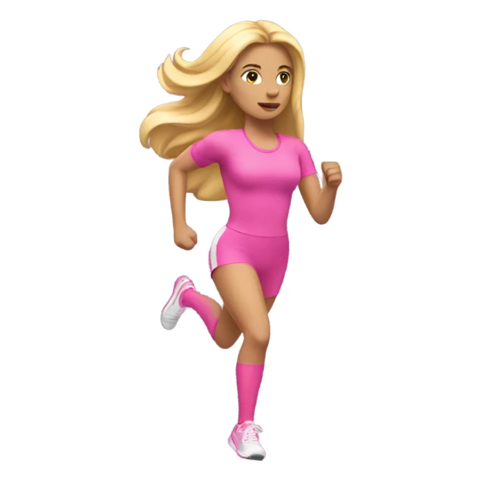 Running queen with long blonde hair wearing pink sticker