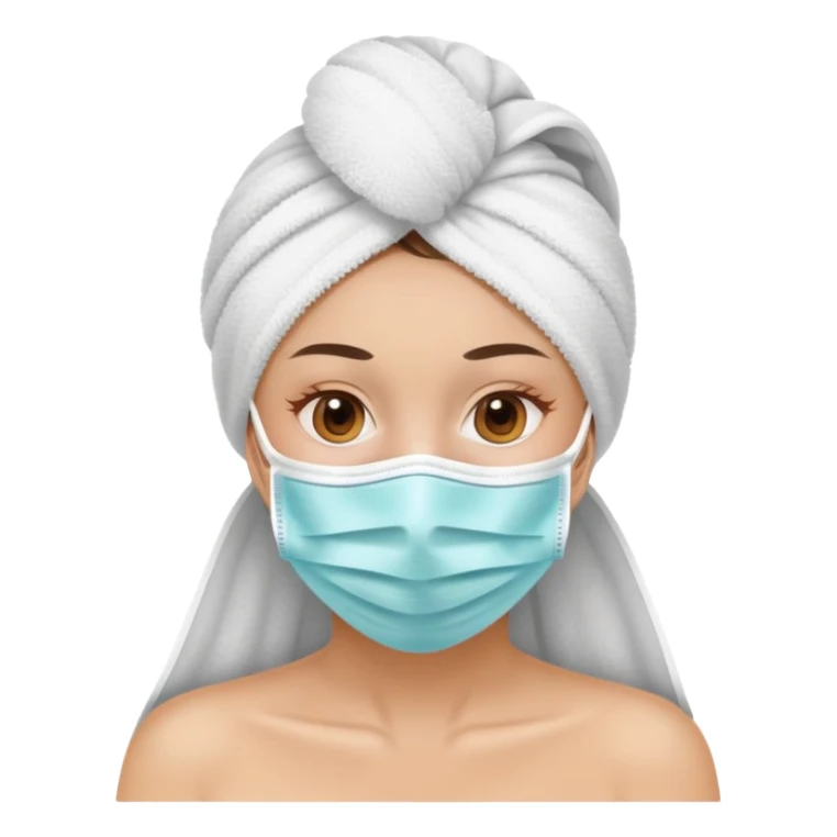 woman doing self care with face mask and towel sticker