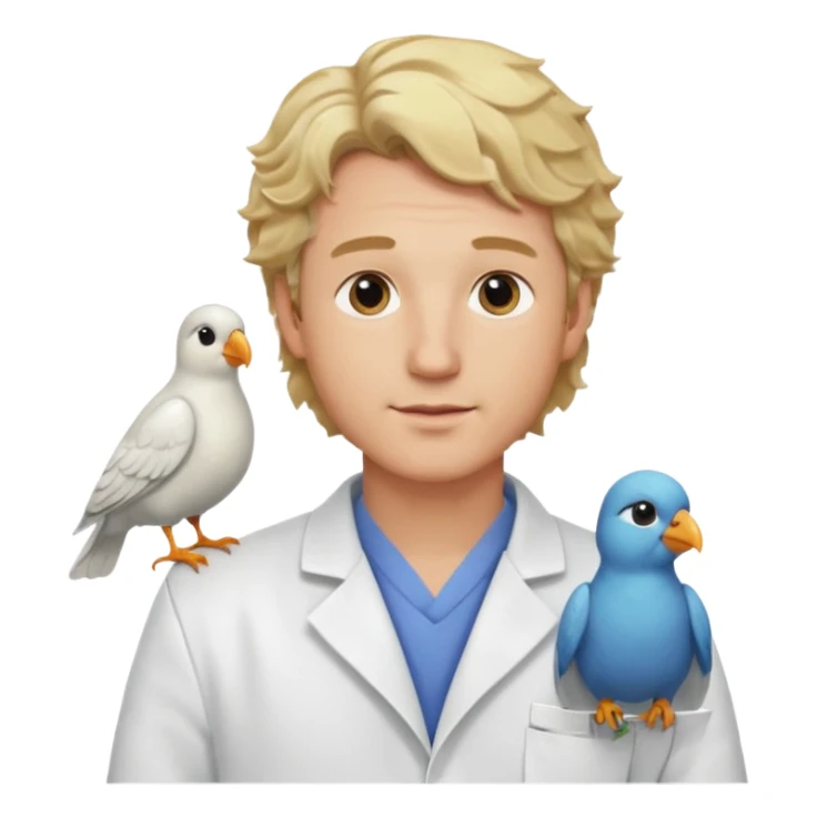 a blonde wavy hair man vet with a bird on his shoulder sticker