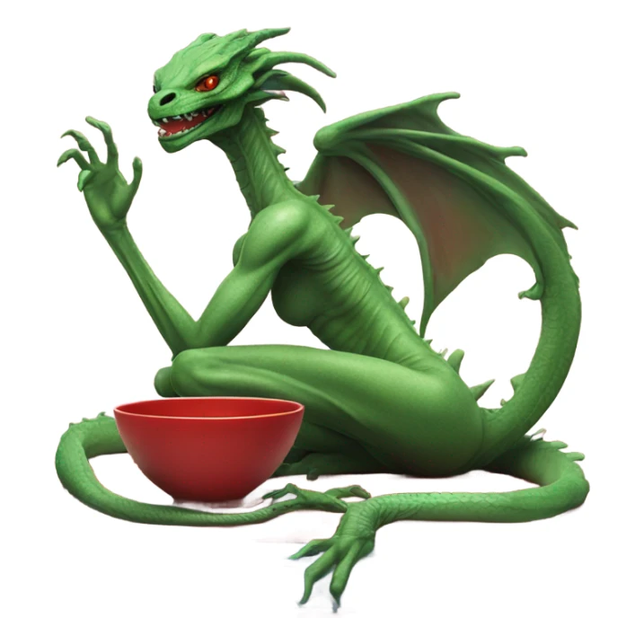 Photo realistic, alien female green,  on red china dragon sticker